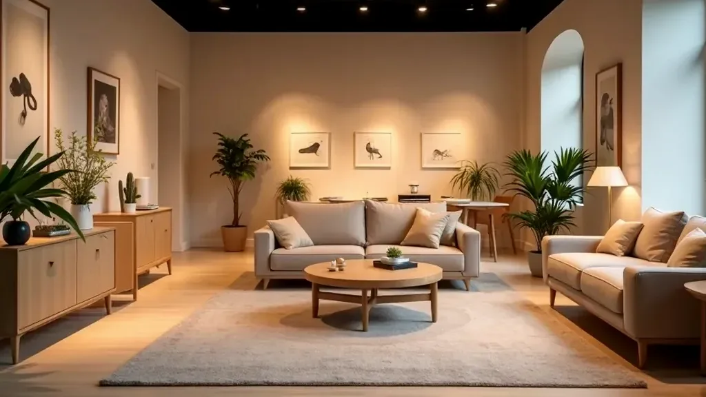 Compact furniture and space-saving designs displayed in a modern showroom